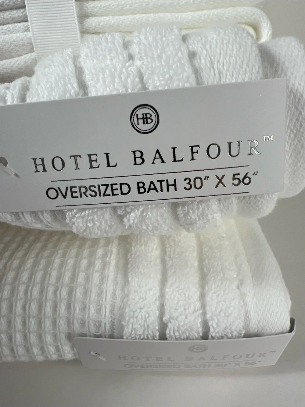 Hotel Balfour Bath Towel Set - White Waffle Textured Cotton - 9 Piece Set NEW